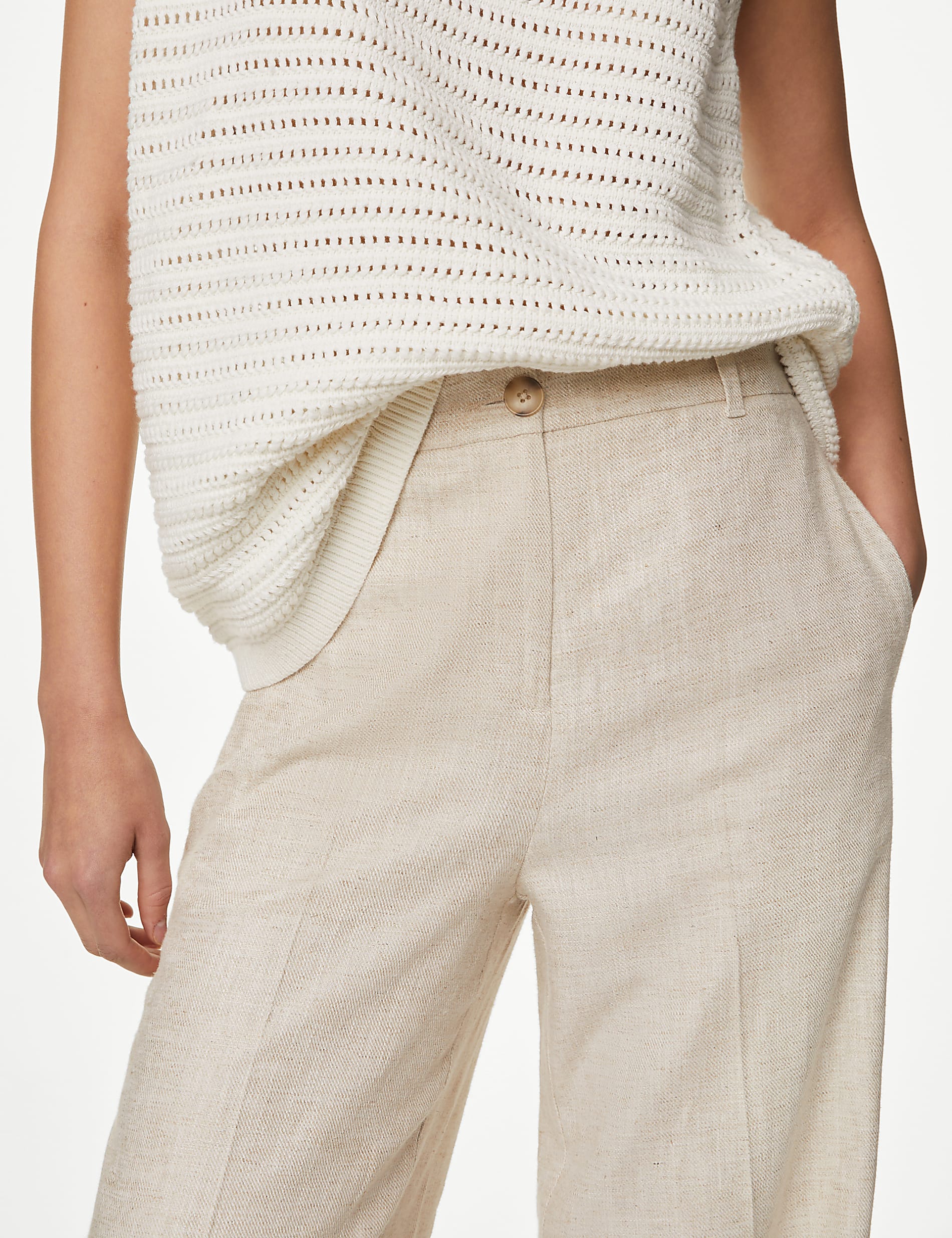 Dark Natural Wide Leg Drape Trousers