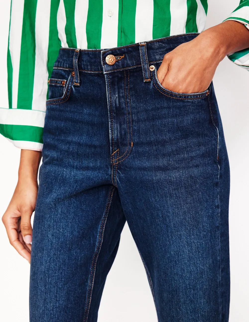 Dark Blue High - Rise Straight - Leg Jeans