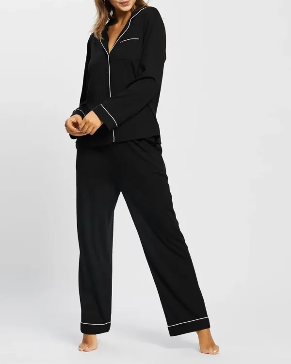 Long Sleeve Button-up Shirt Pajama Set