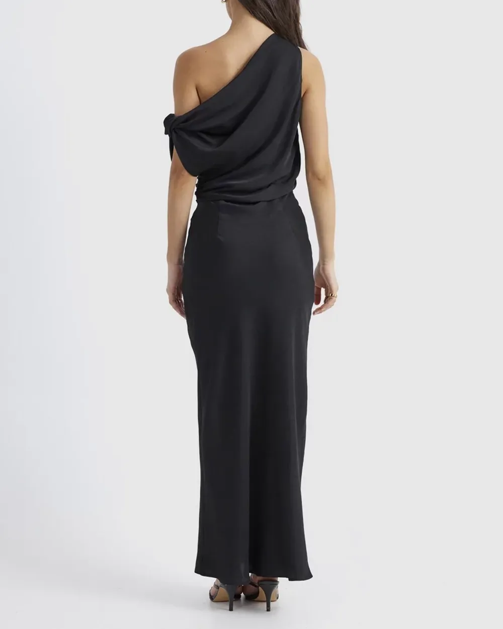 Off-shoulder Satin Maxi Dress