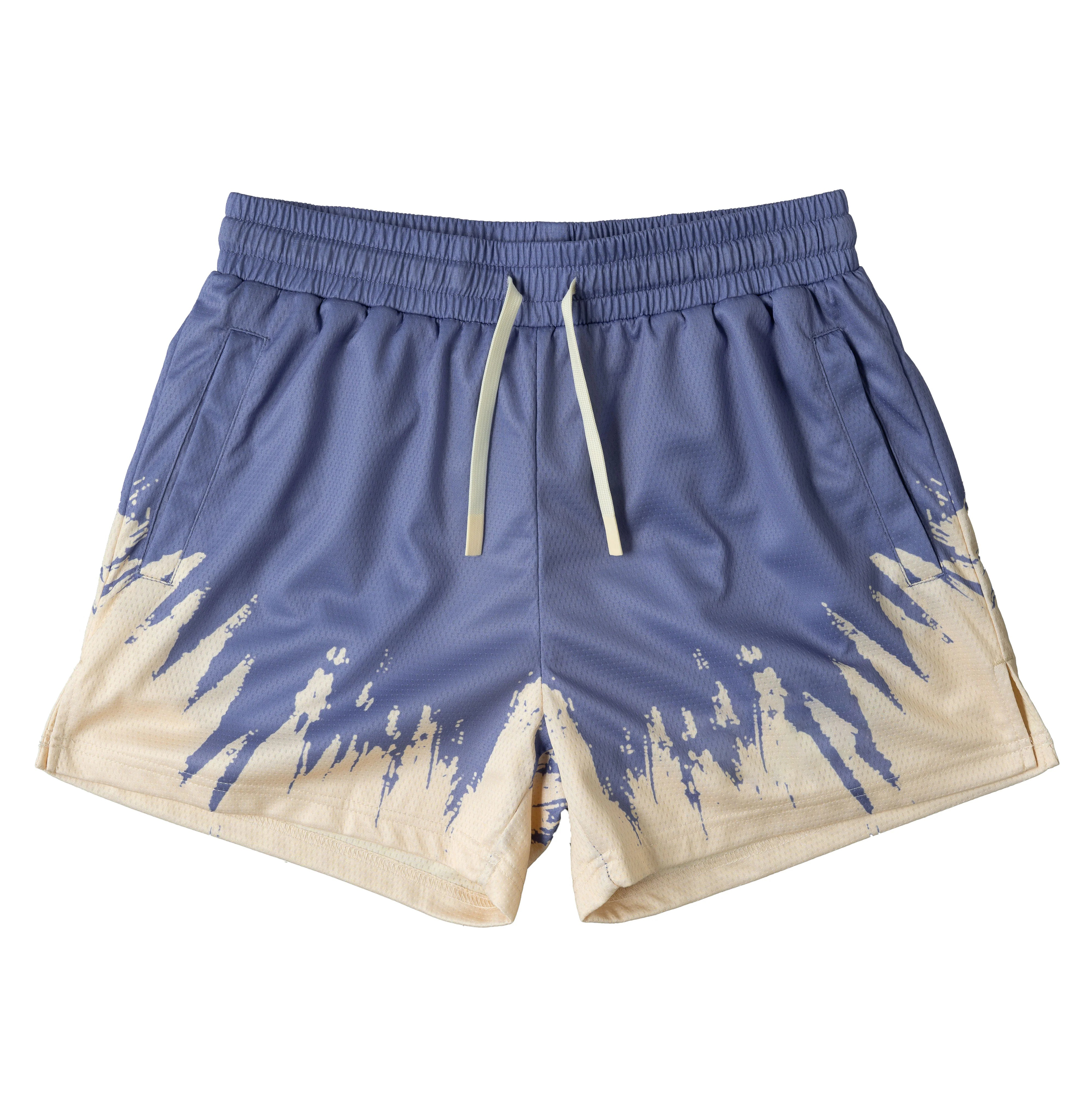 MUAY THAI SHORTS (MID THIGH CUT) SHATTER - LILAC/ CREAM