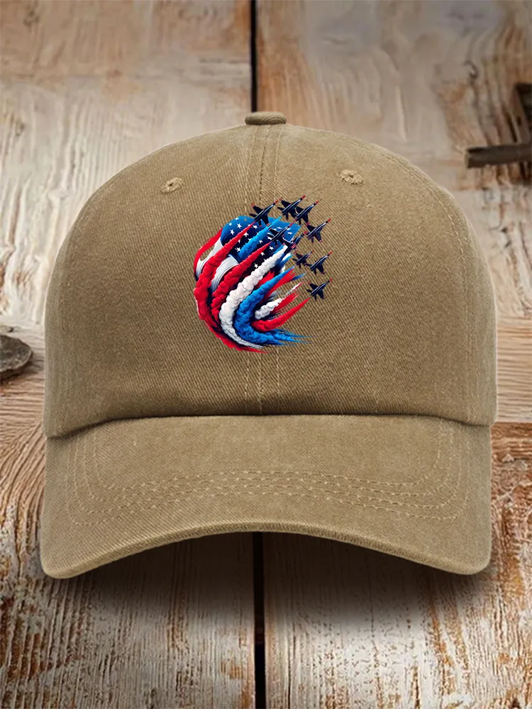 Independence Day Print Washed Baseball Cap