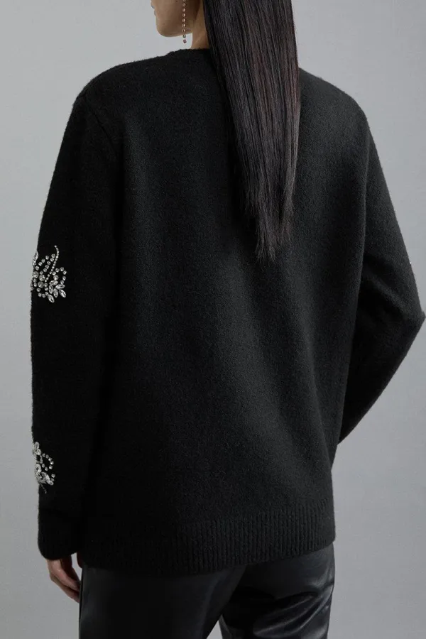 Wool Blend Embellished Cosy Knit Jumper