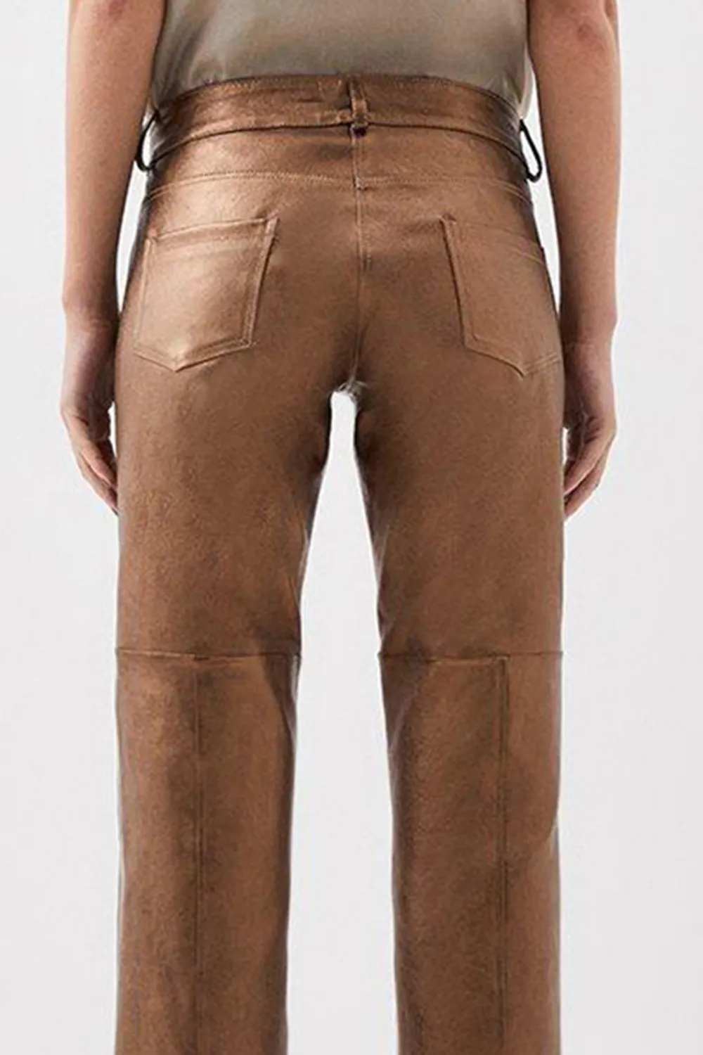 Metallic Stretch Leather 5 Pocket Trouser