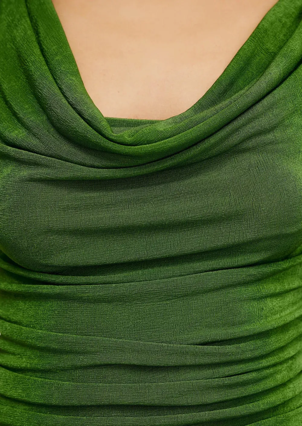 Ruched Sleeveless Cowl Neck Top
