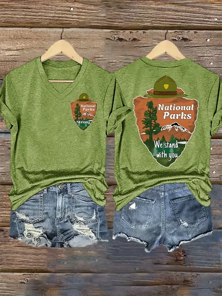 Woman'S National Parks Strong V-Neck Short-Sleeve T-Shirt