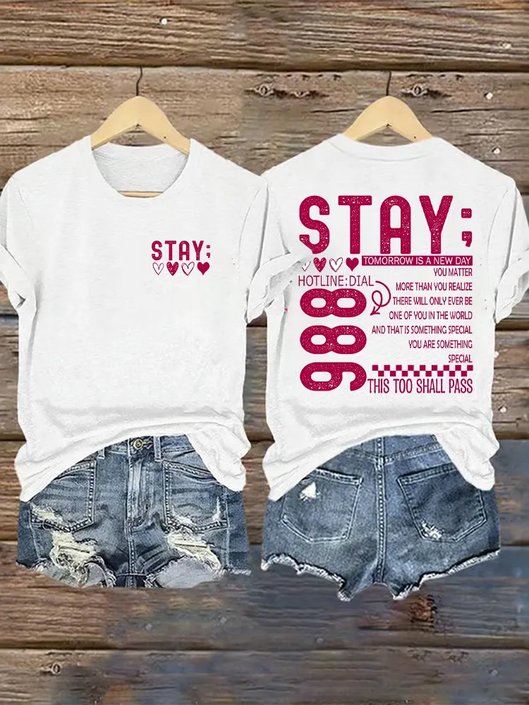 Women'S Stay Round-Neck Short-Sleeved T-Shirt