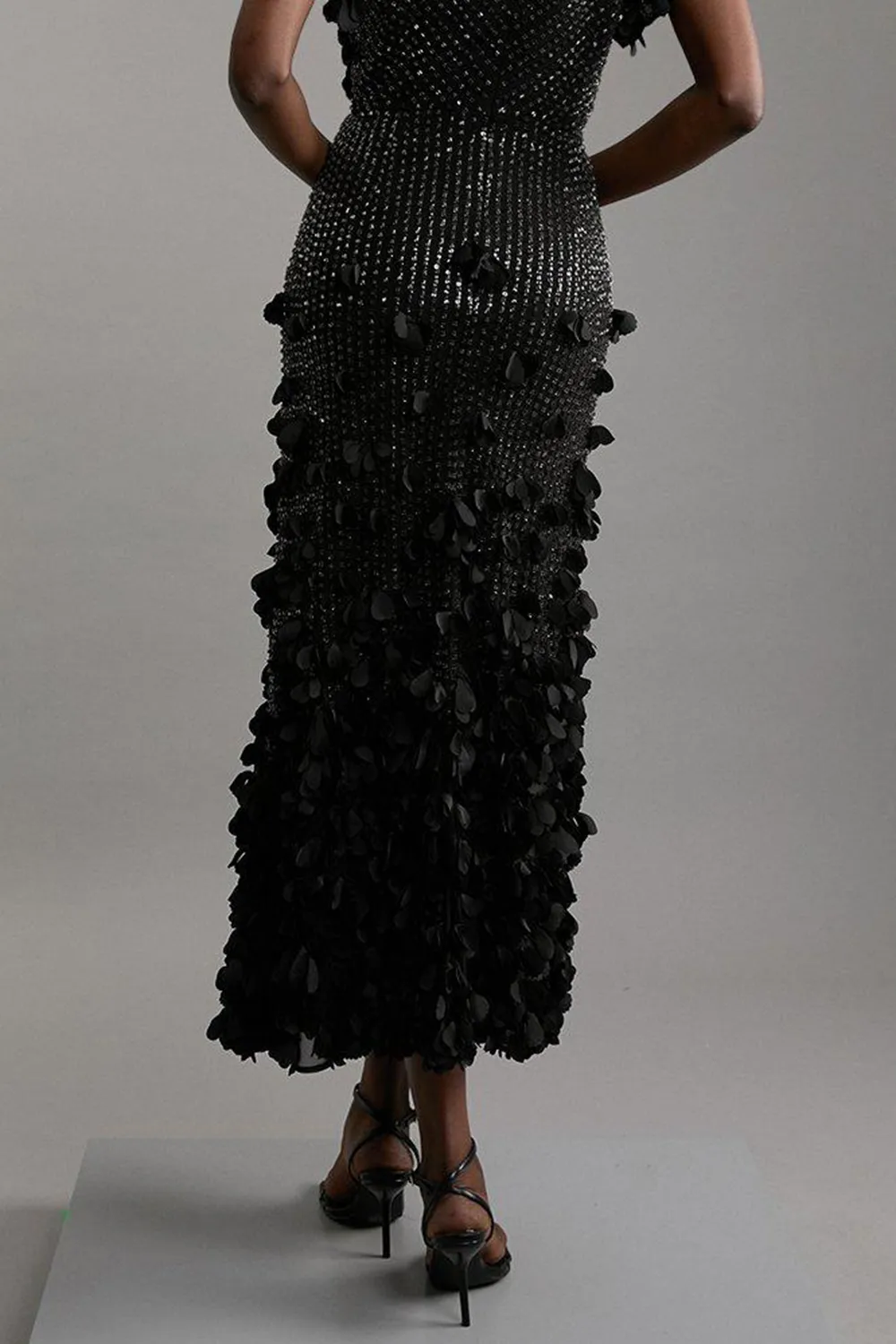 Petite Crystal Applique Angel Sleeve Midaxi Dress
