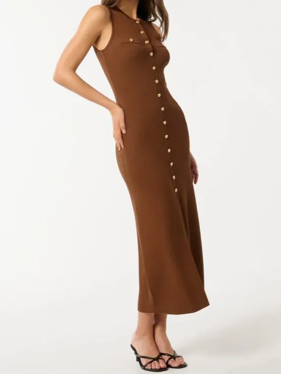 Button-Through Knit Dress