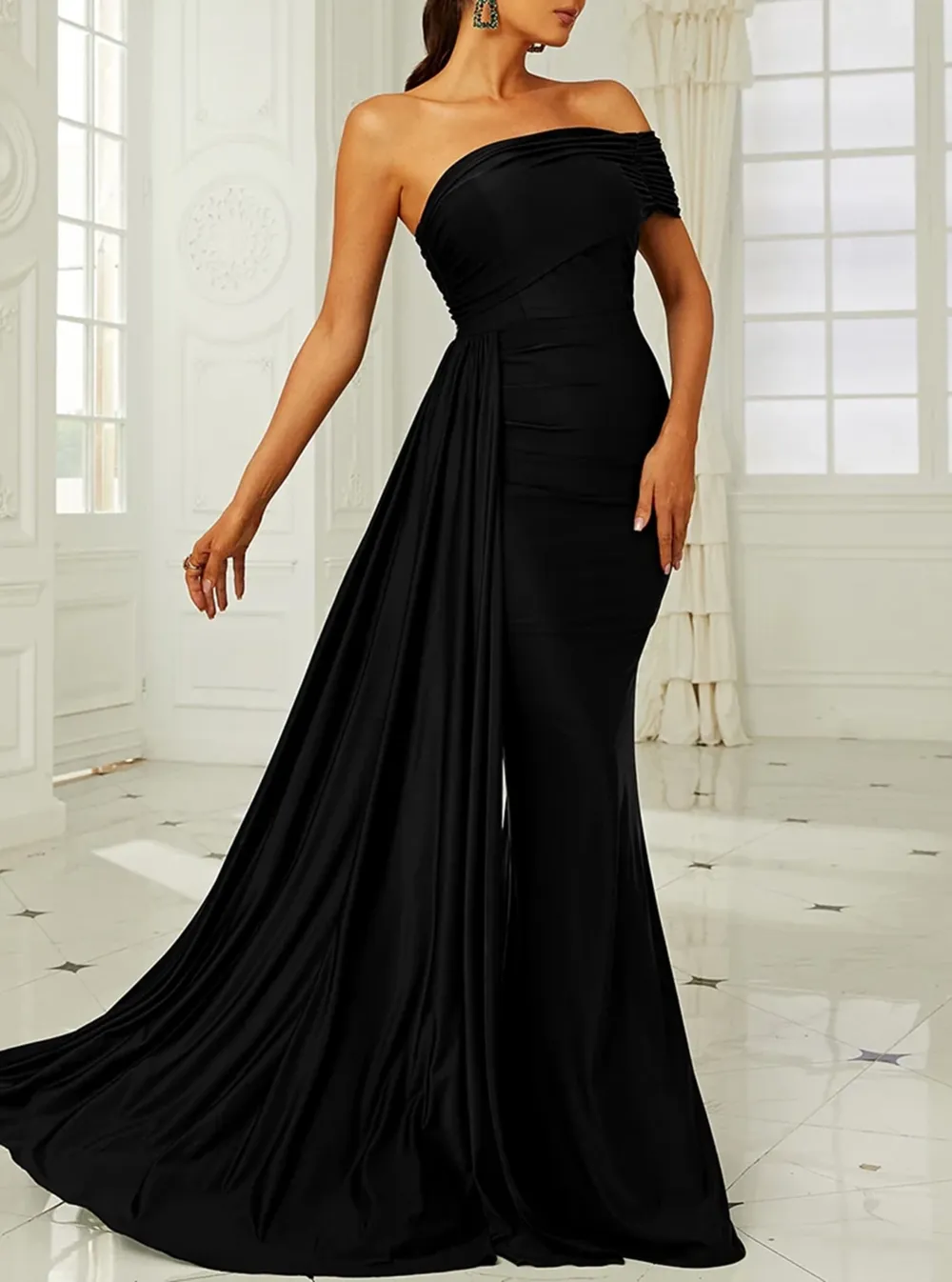 Draping Emerald Green Dress
