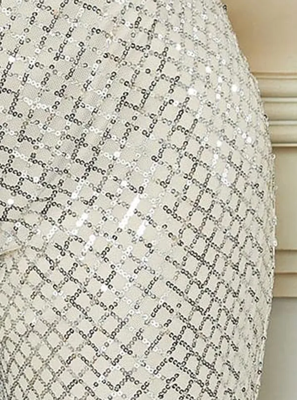 Spaghetti Strap Sleeveless Sequin Apricot Prom Jumpsuits