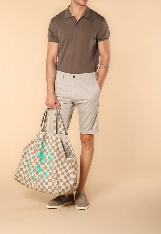 Light Beige Cotton Twill Cargo Shorts For Men - Regular Fit