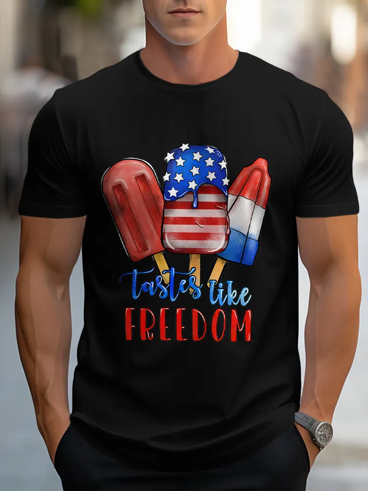 Man'S Tastes Like Freedom Round-Neck Short-Sleeved T-Shirt