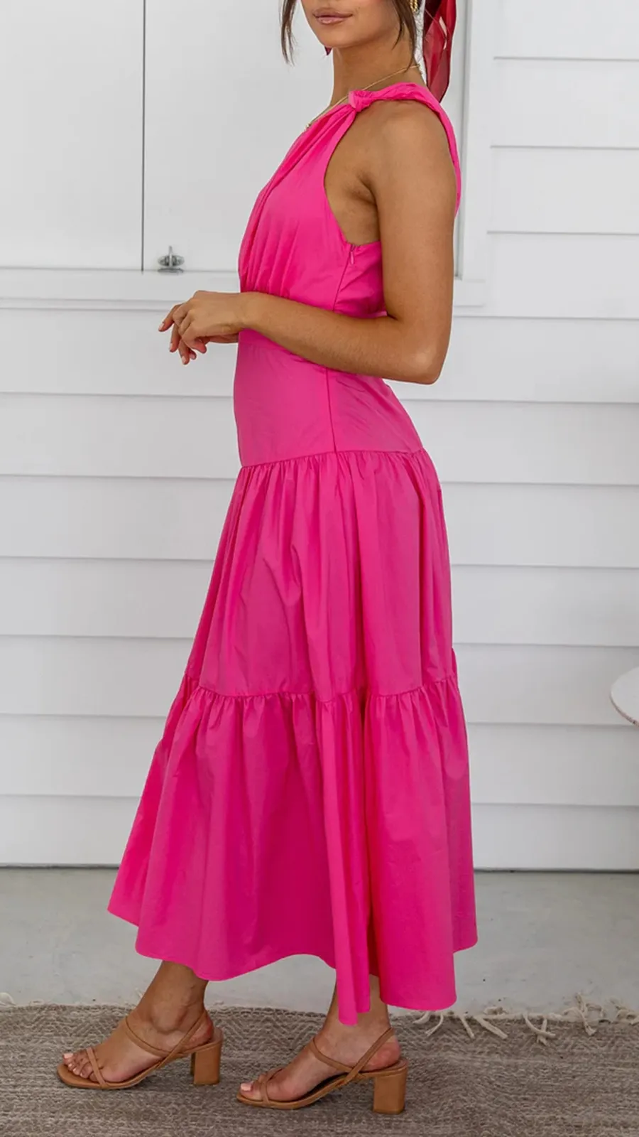 Knot Detail In Shoulder Strap Maxi Dress