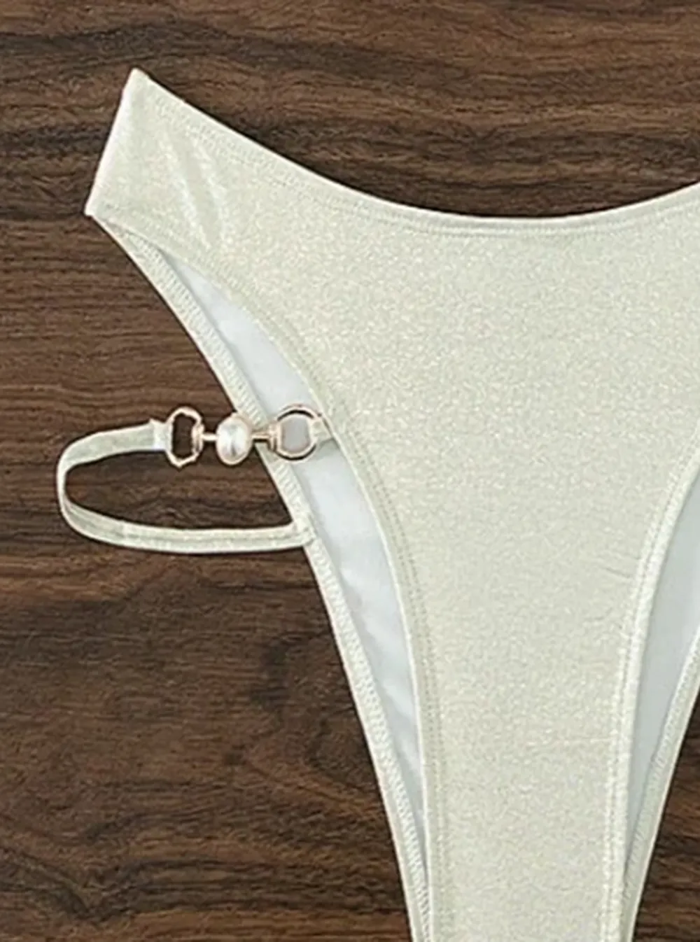 Sparkle Pearl Chain White Bikini Set