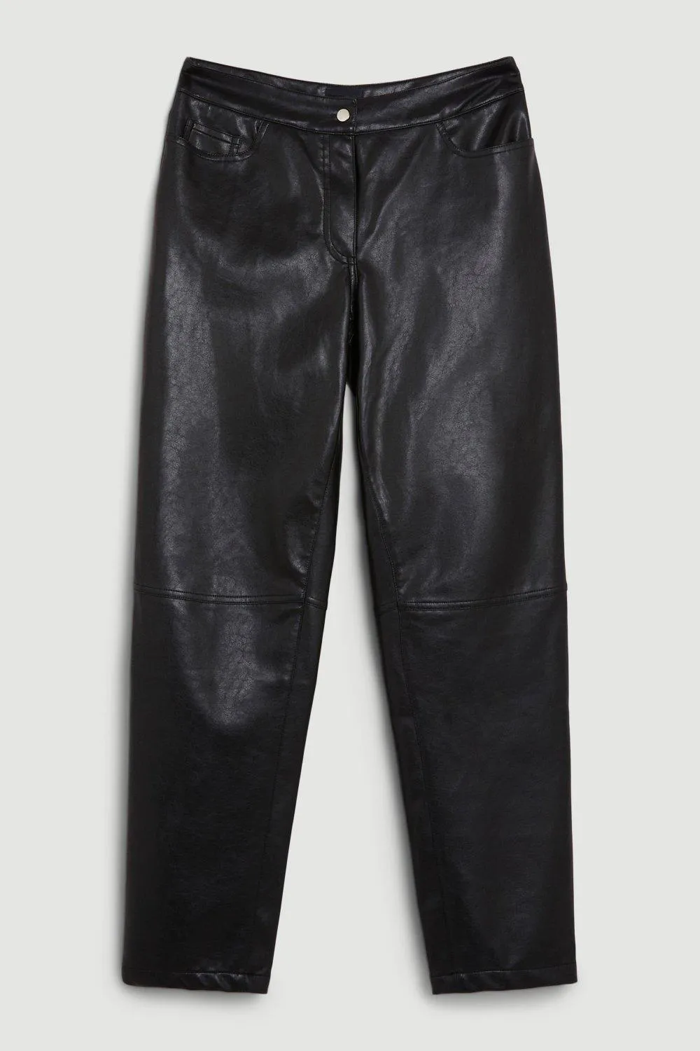 Faux Leather 5 Pocket Western Straight Leg Trousers