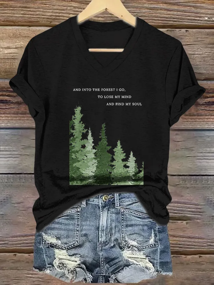 Women'S And Into The Forest I Go, To Lose My Mind And Find My Soul V-Neck T-Shirt