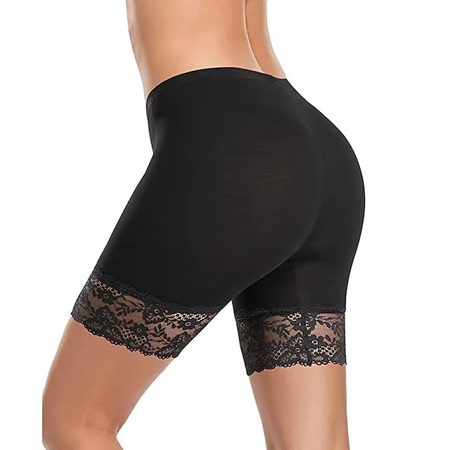 Women's Underwear Shorts Leggings Modal Nude Black White Casual Casual Daily Lace Stretchy Short Breathability Solid Colored S M L XL 2XL