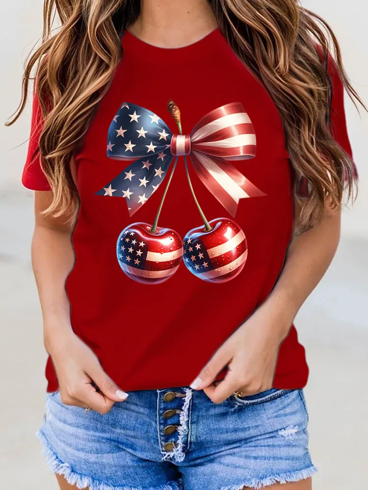 Woman'S Independence Day Print Short-Sleeved T-Shirt