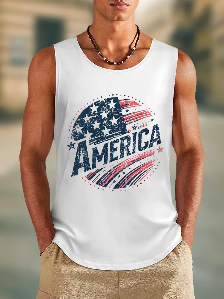 Men'S America Round-Necked Sleeveless Vest