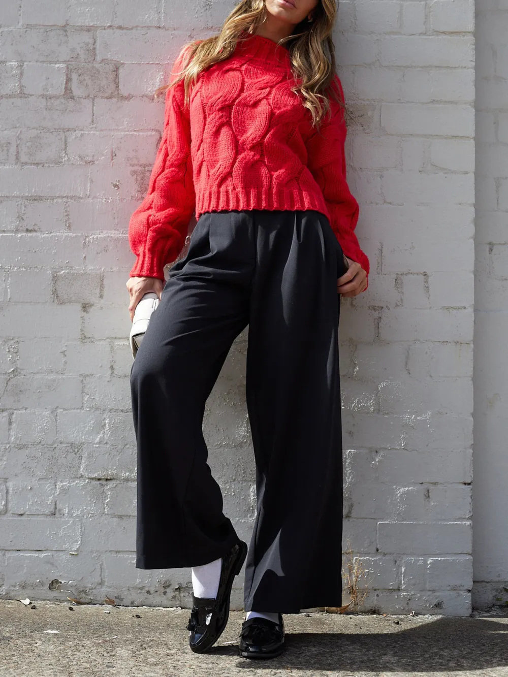 Red Casual Style Long Sleeves Knit