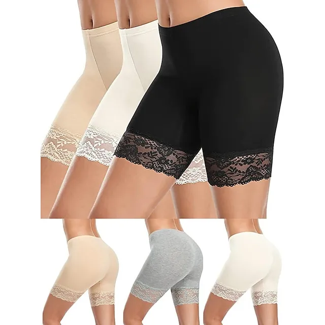 Women's Underwear Shorts Leggings Modal Nude Black White Casual Casual Daily Lace Stretchy Short Breathability Solid Colored S M L XL 2XL