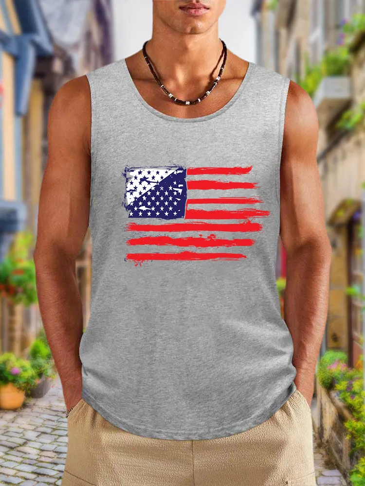 Men'S National Flag Print Round-Necked Sleeveless Vest