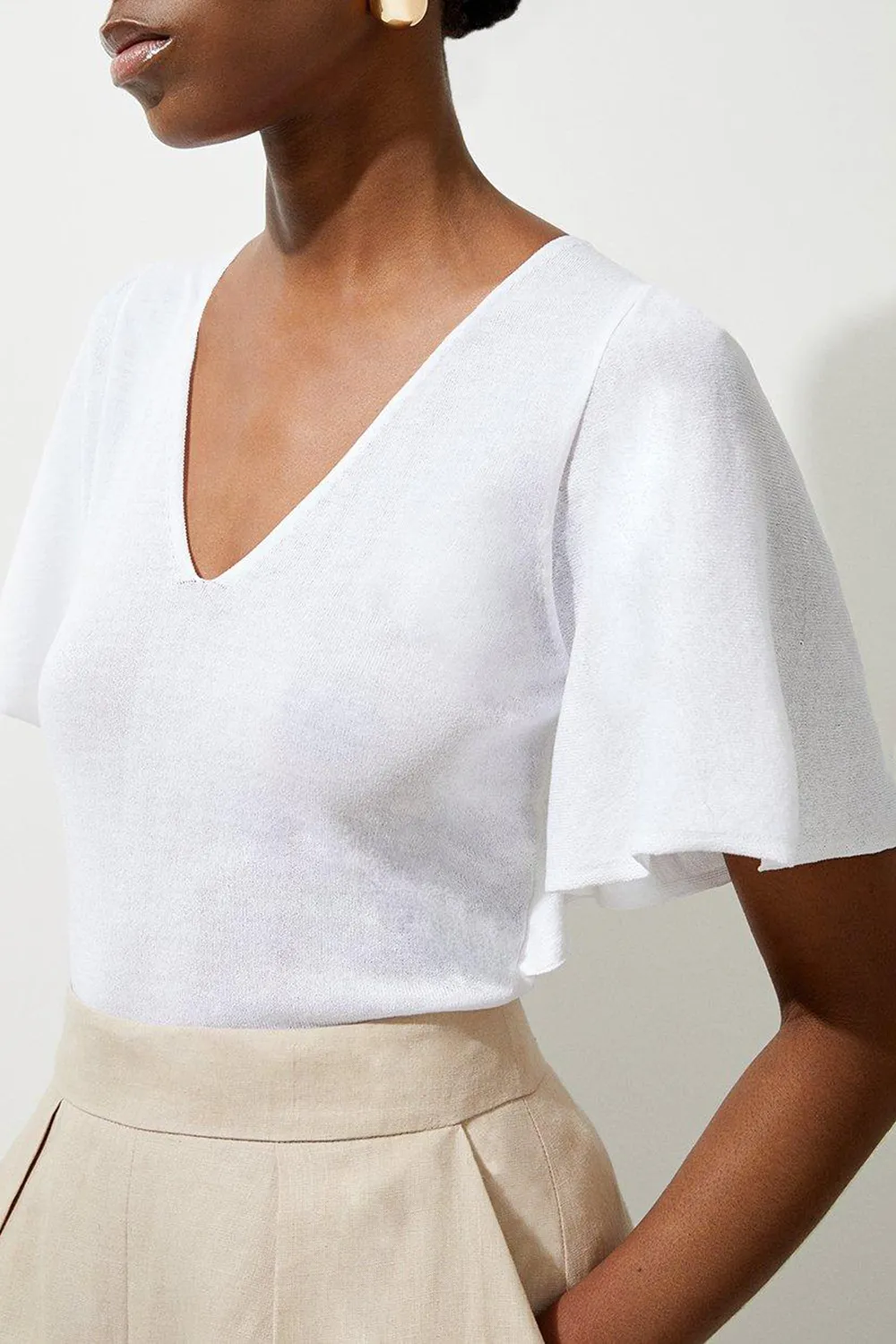 Lightweight Viscose Blend Summer Knit Angel Sleeve Top