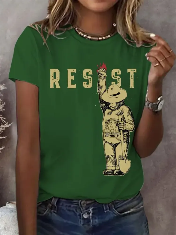Women'S Protect Our National Parks Print Round Neck T-Shirt