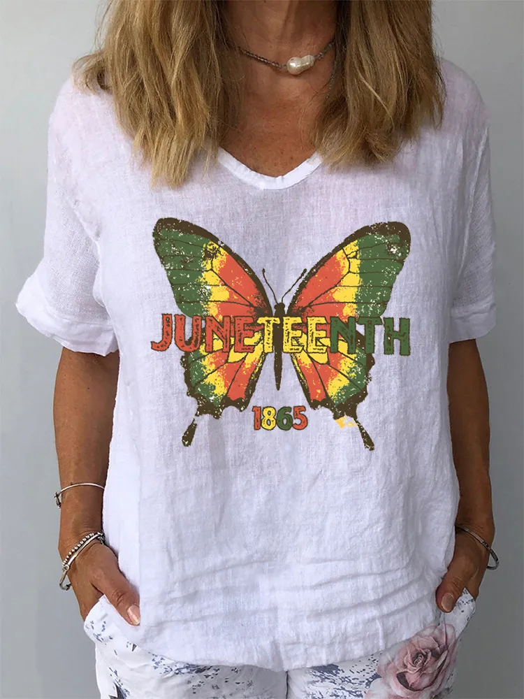 Women'S Juneteenth 1865 V-Neck Short-Sleeved T-Shirt