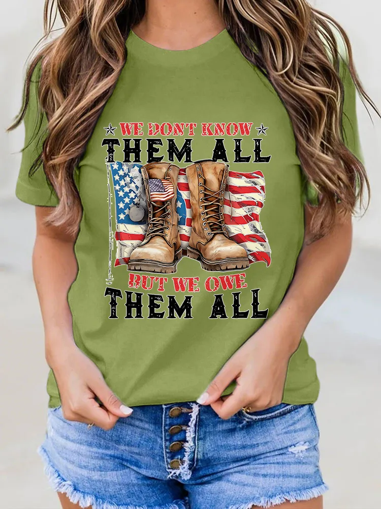 Woman'S we dont know them all but we owe them all Round-Neck Short-Sleeved T-Shirt
