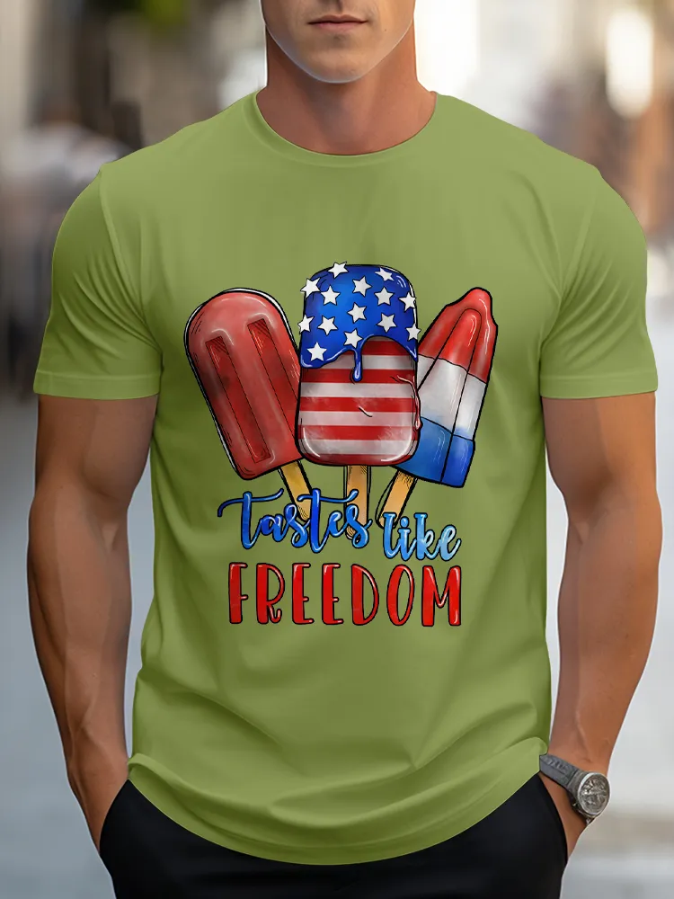 Man'S Tastes Like Freedom Round-Neck Short-Sleeved T-Shirt