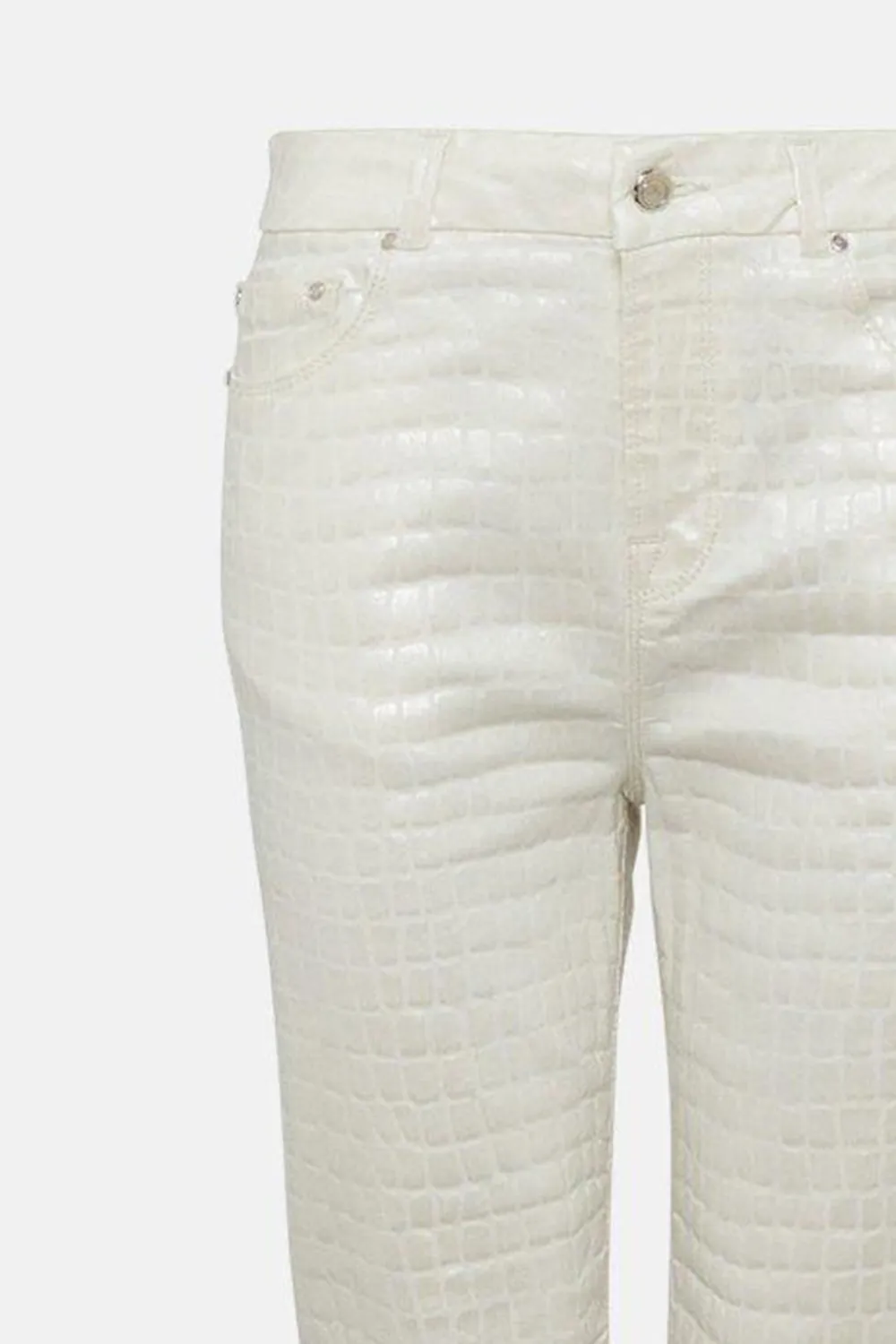 Mid Rise Straight Leg Croc Coated Trouser