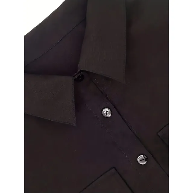 Women's Shirt Blouse Pocket Lapel Collor Long Sleeve Women‘s Clothing Solid Color Daily Basic