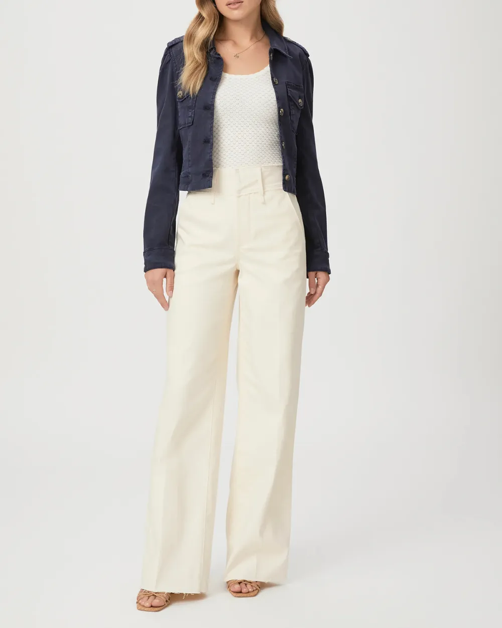 Navy Blue Cropped Denim Jacket