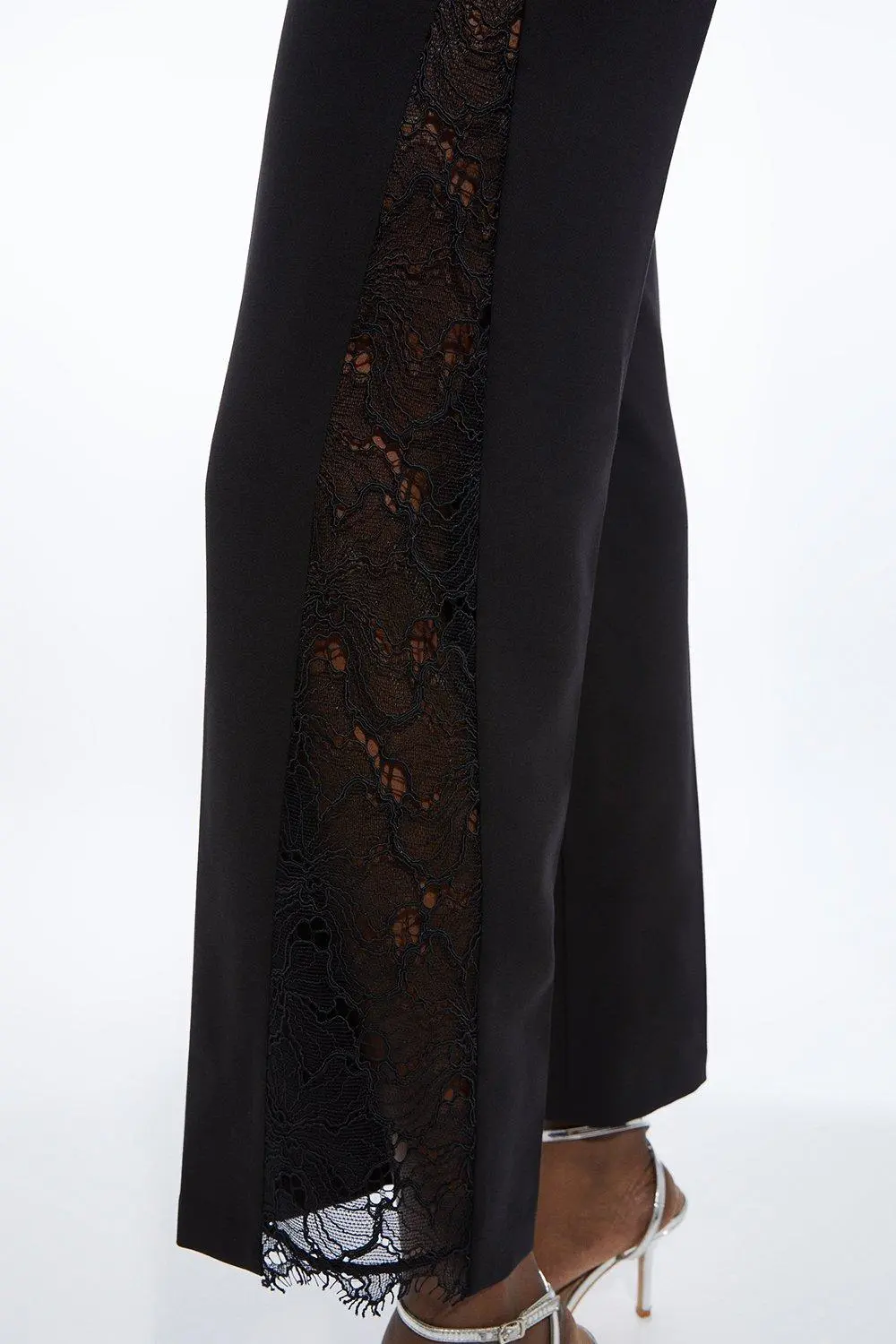Tailored Lace Detail Straight Leg Trousers
