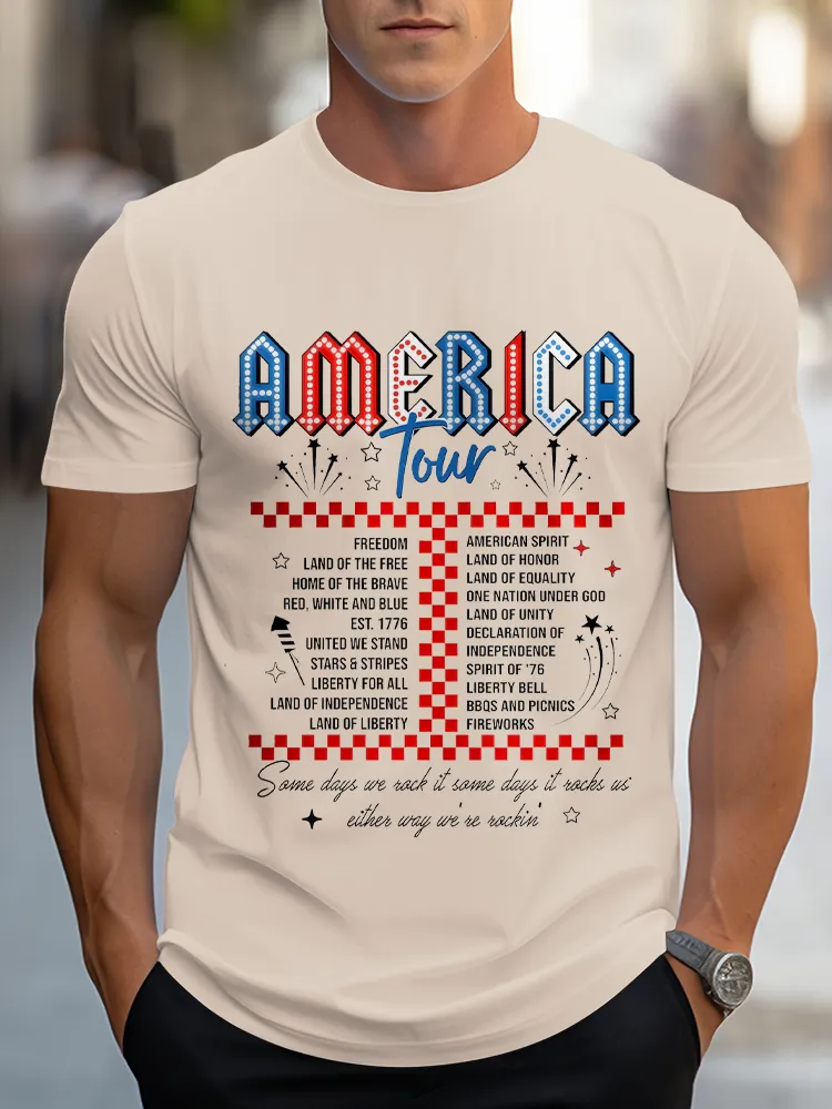 Man'S America Round-Neck Short-Sleeved T-Shirt