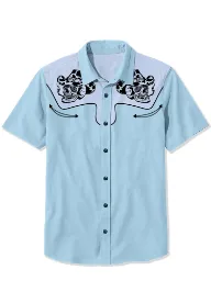Smoking Skull Cowboy Shirt