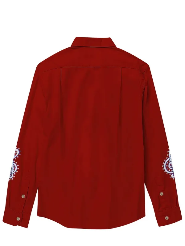 Men's Country and Western Guitar Long Sleeves Shirt