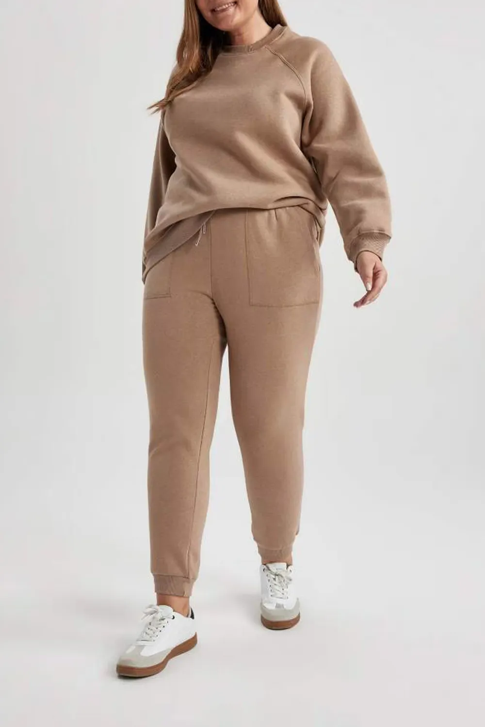 High-waisted Plain Long Pants