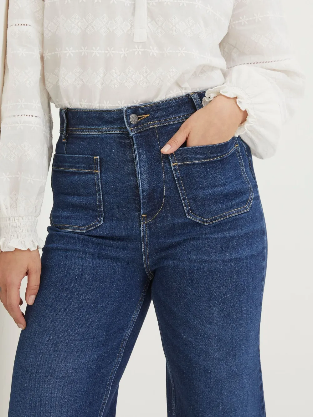 Blue Wide Leg Crop Jeans