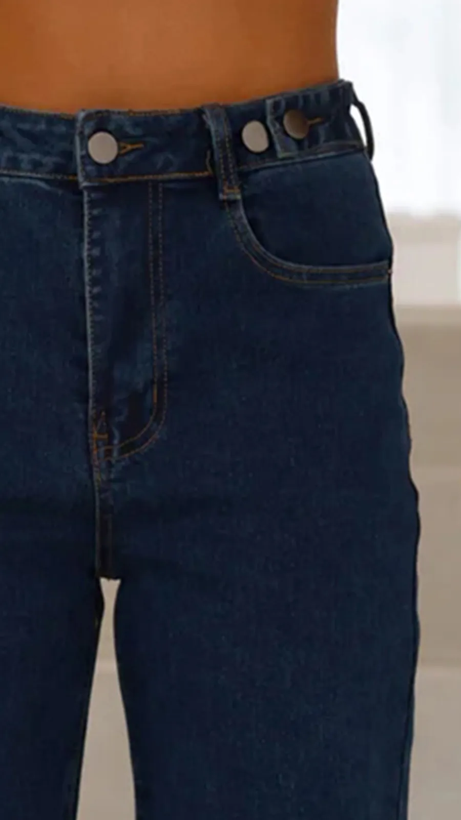 Adjustable Button Waist Jeans