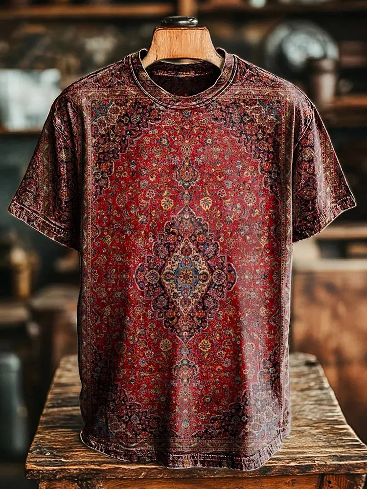 Vintage Ethic Art Print Casaul Short Sleeve T-Shirt