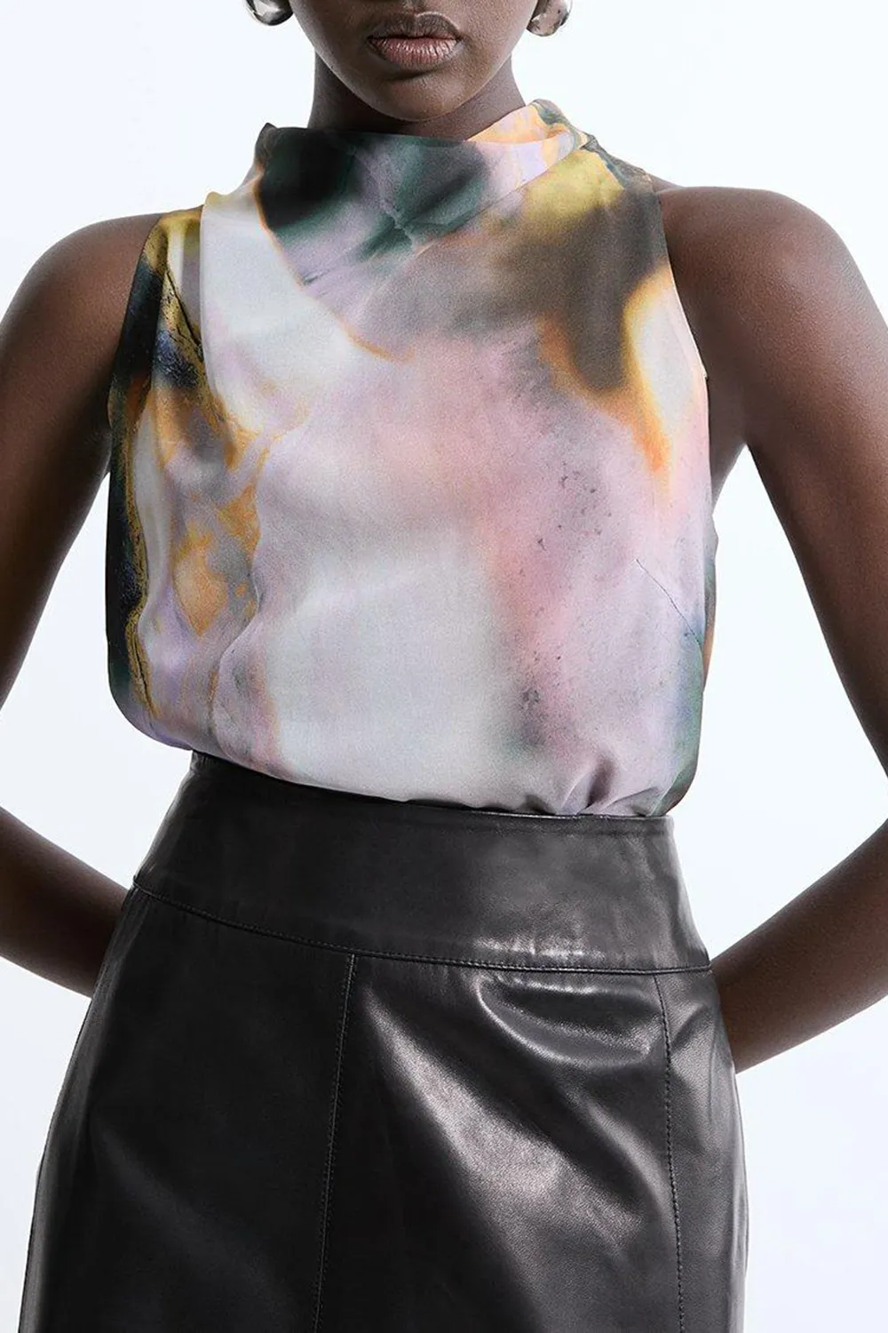 Georgette Draped Halter Woven Top