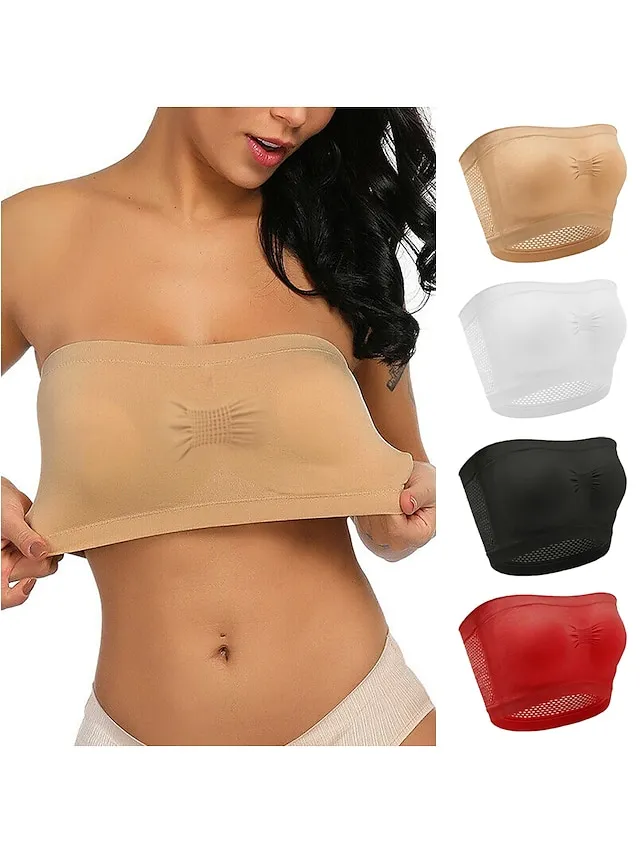 Women's Top Pure Color Fashion Hot Comfort Home Street Daily Nylon Breathable Bandeau Sleeveless Summer Spring Black White