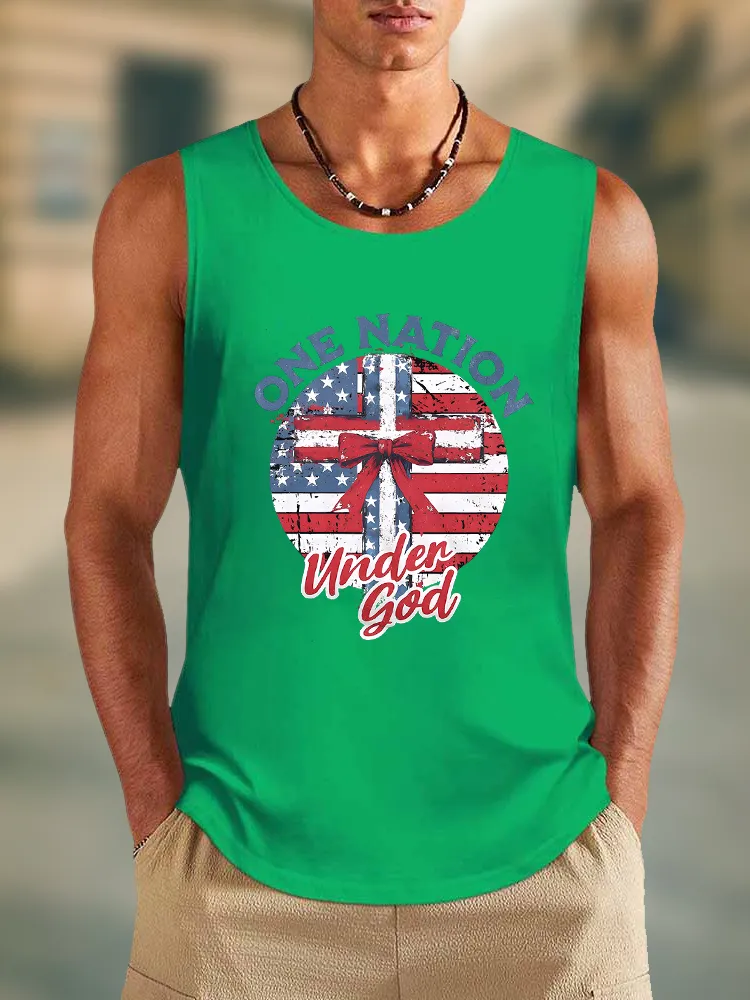 Men'S One Nation Under God Round-Necked Sleeveless Vest