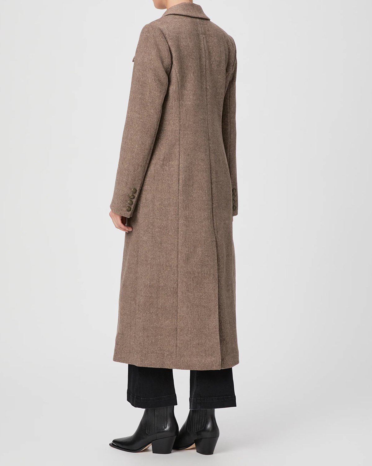 Rye Brown Long Length Wool Blend Coat