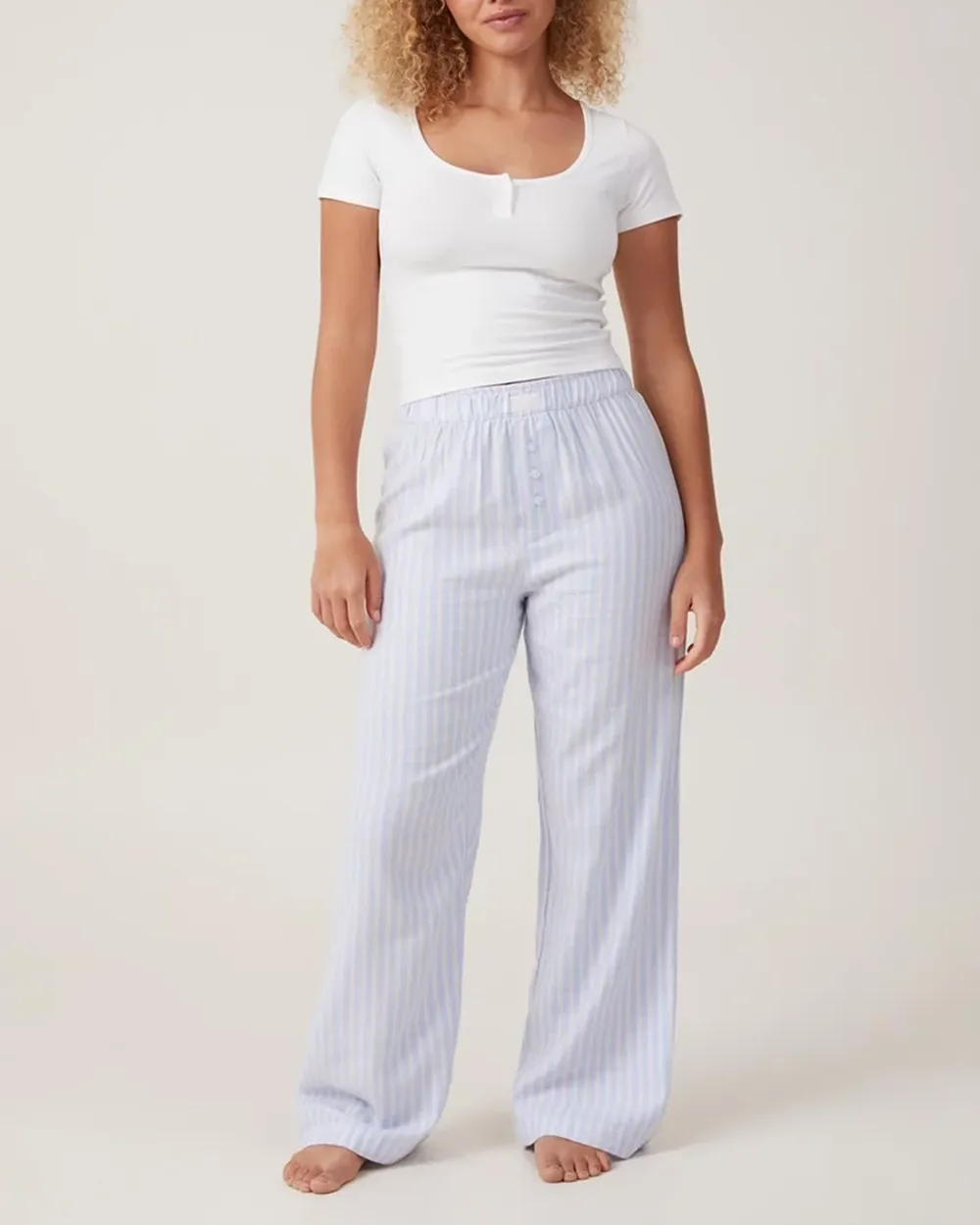 Striped Flannel Boyfriend Pants