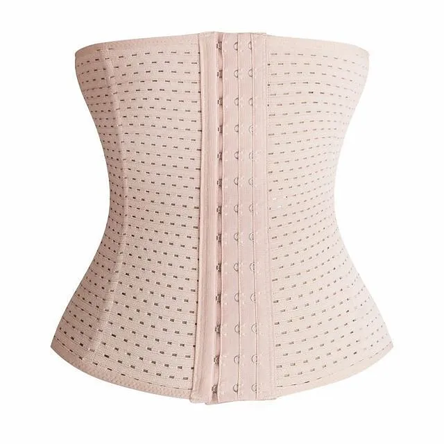 Corset Women's Waist Trainer Shapewears Office Running Gym Yoga Plus Size Creamy-white Black Brown Sport Breathable Hook & Eye Tummy Control Push Up Front Close Solid Color Summer Spring Fall