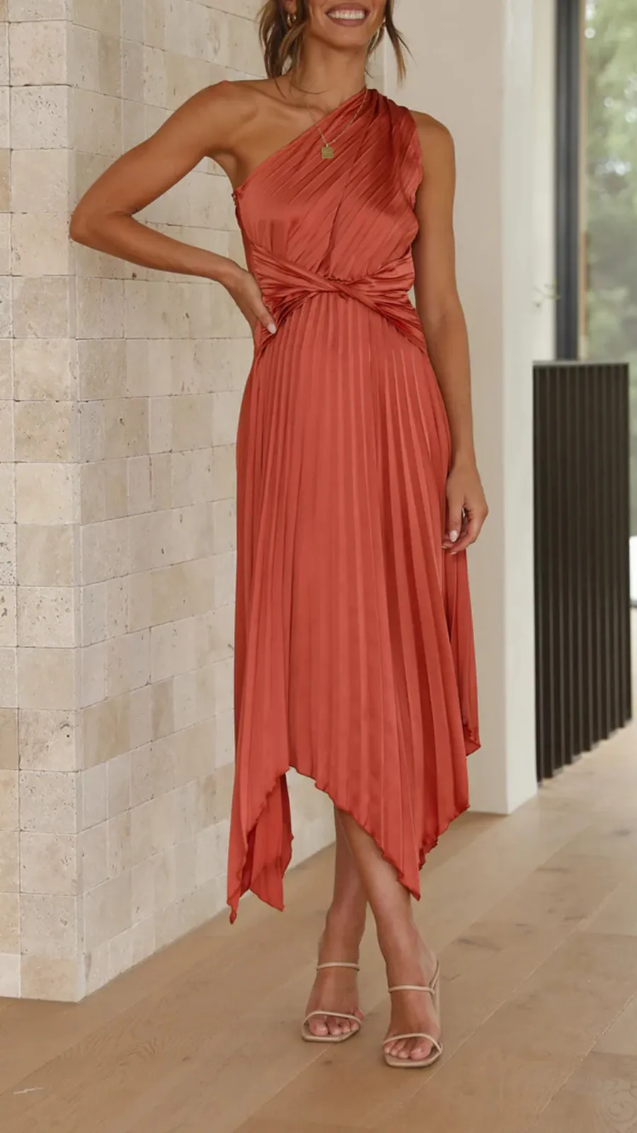 One Shoulder Midi Dress